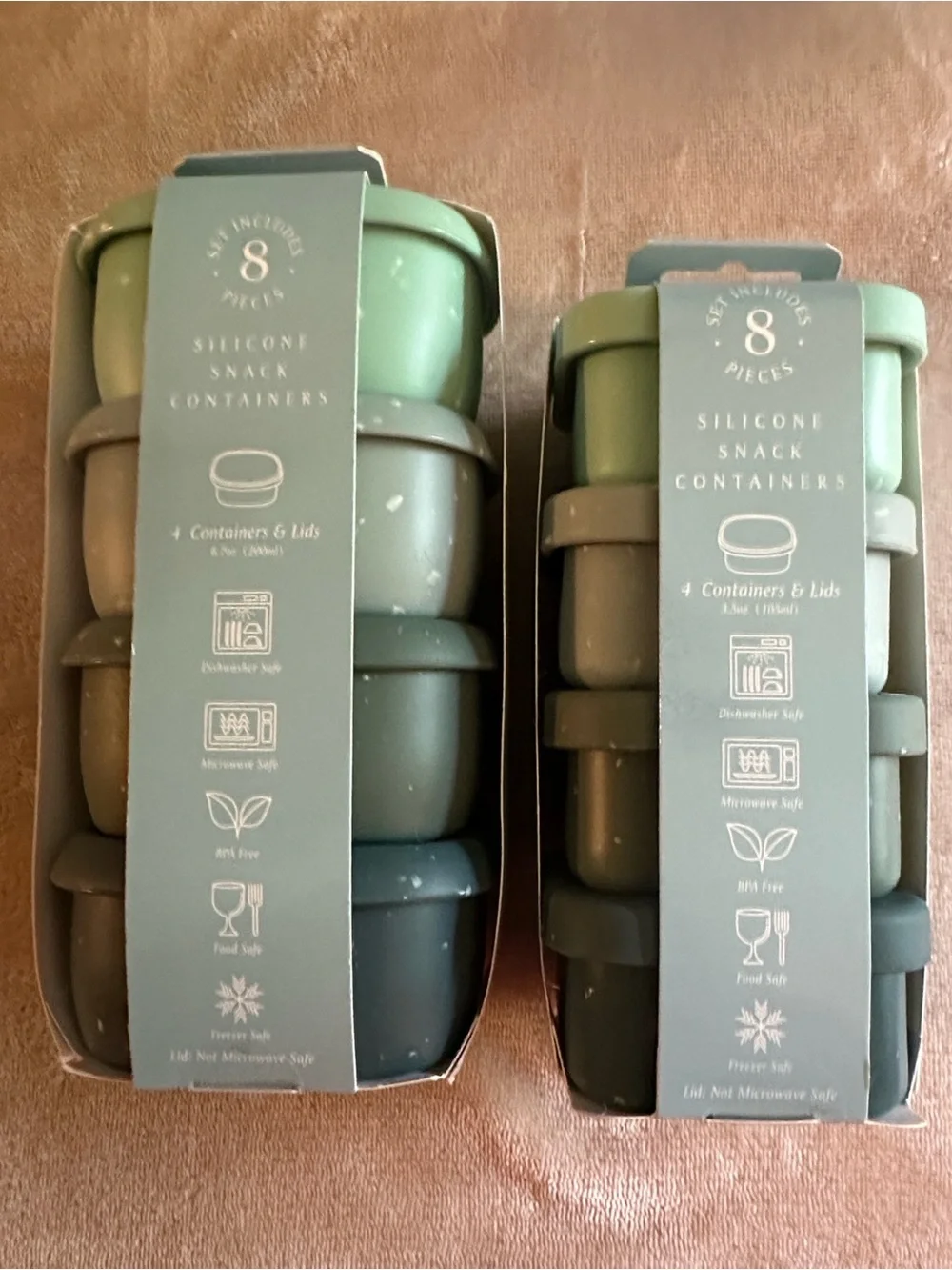 The Spring Shop Silicone Snack Containers - Teal & Sage Set
